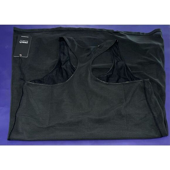 Black Hinata Mesh Overlay RacerBack Tank Dress - Picture 4 of 4